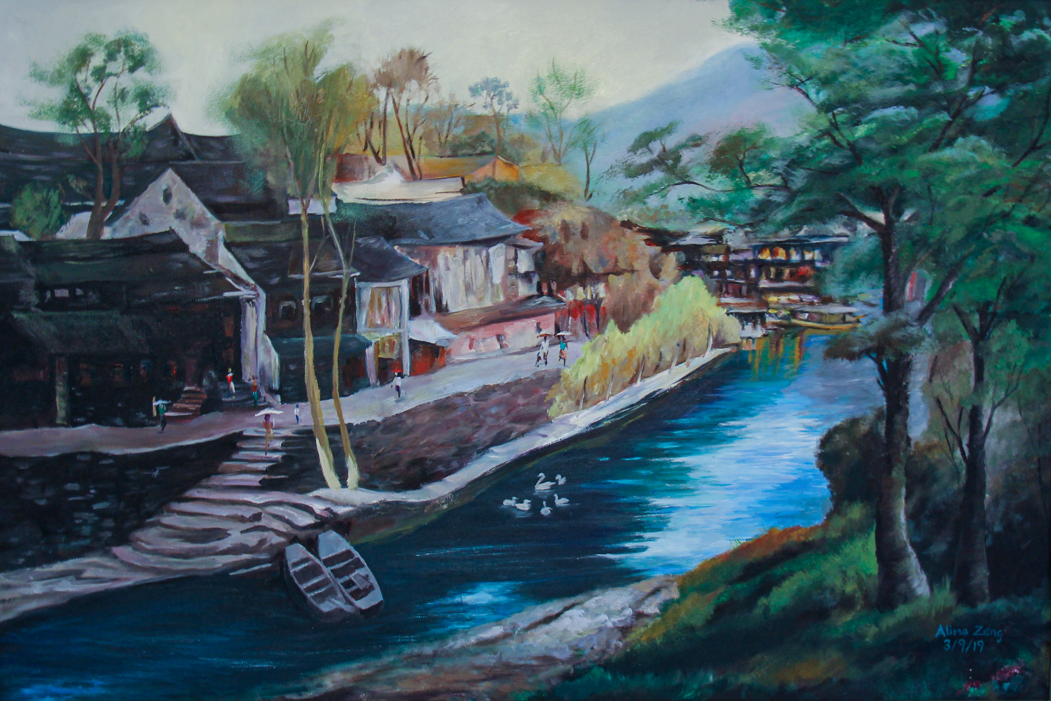 Oilpainting fuzhou canal